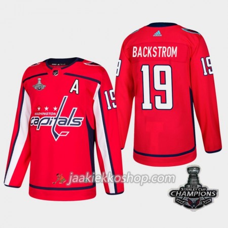 Miehille NHL Washington Capitals Pelipaita Nicklas Backstrom 19 2018 Stanley Cup Champions Adidas Punainen Authentic